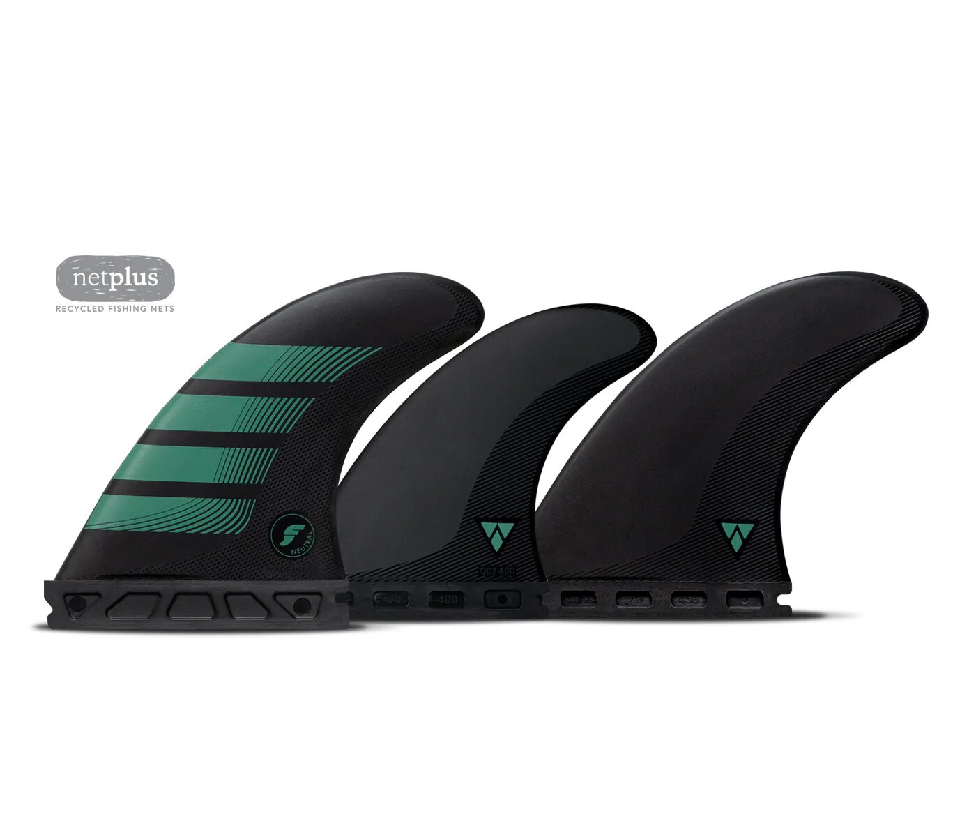 Dérives 5-fins - F6 ALPHA series Carbon Teal 5-fins Set - taille M, FUTURES.