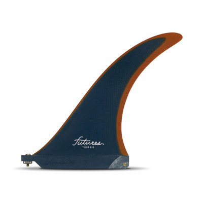 Longboard fin - Tiller Fiberglass solid Cobalt / Patina 8.0", FUTURES.