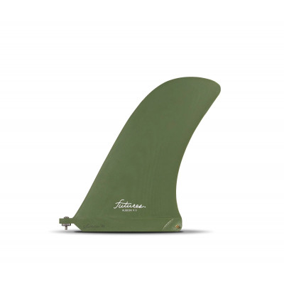Longboard fin - Rudder Fiberglass Hunter Green 9", FUTURES.