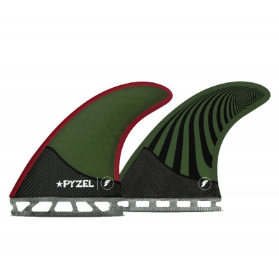 Dérives Thruster - Pyzel medium RTM Hex Green / Red, FUTURES.
