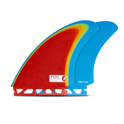 Twin fin - Pyzel Bobcat Fiberglass Blue / Grey, FUTURES.